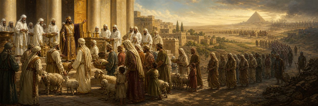 King Josiah leads Passover worship as distant war and exile foreshadow Jerusalem's coming desolation
